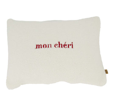 Kissen Teddy Mon Cheri 35 x 25 cm weiß/rot | white / red