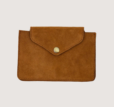 suede wallet | cognac