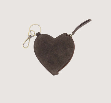 suede hartjes portemonnee | dark choco