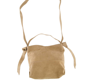 suede bag with button detail | grey oyster
