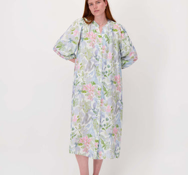 flower-print dress | off-white / olive green / crispy pink