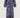 pofmouw jurk met ikat bloem print blue/brown van Zusss.