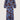 pofmouw jurk met ikat bloem print blue/brown van Zusss.