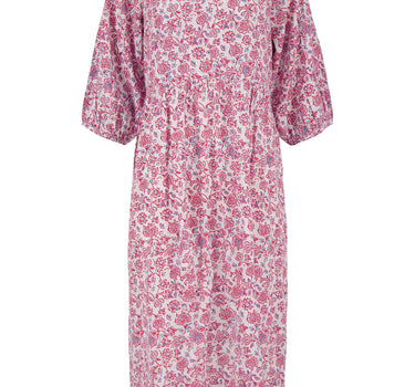 print dress with 3/4 sleeves | multicolor