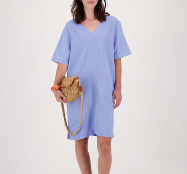 linen tunic with v-neck | lavender blue