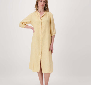 Langes Leinenkleid mit Knopfleiste | Sahara