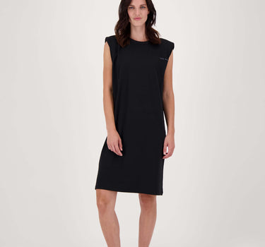 jersey dress with shoulder pads | black