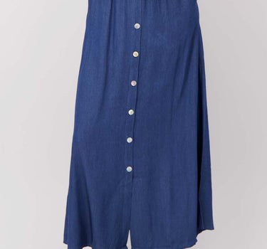 Gestreifter Tencel-Jeansrock | mittelblauer Denim