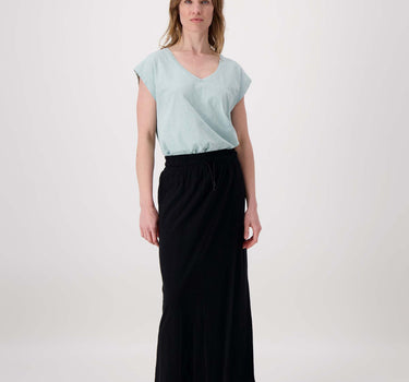 long, wide jersey skirt | black