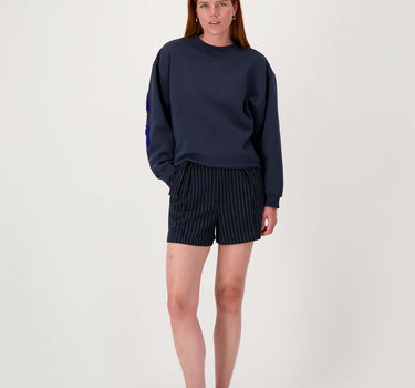 Chalk Stripe Shorts | Navy