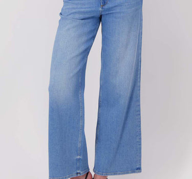 wide-leg jeans | mid-blue denim
