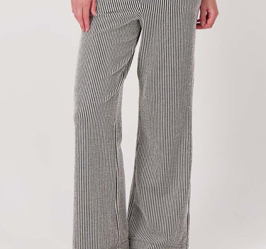 gestreepte broek met structuur | off white / black