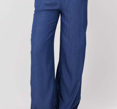 broek van denim tencel met streep | mid blue denim
