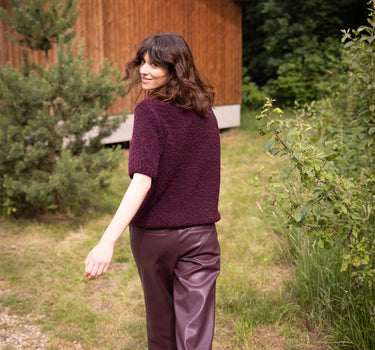 PU wideleg broek | burgundy