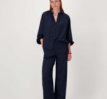 satin jacquard pants | navy