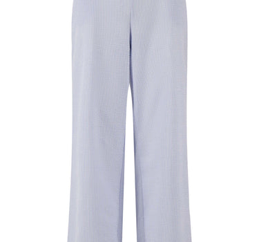 seersucker streep broek | wit / lichtblauw