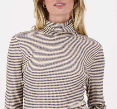 tricot kol met lurex streep | kit / zilver