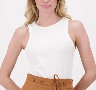 tanktop met borduur | off white