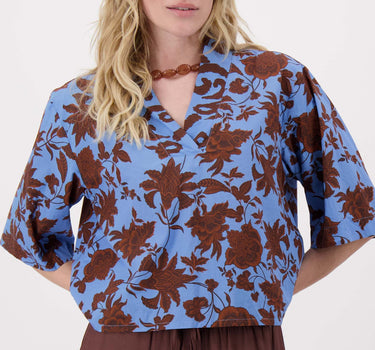 top ikat print | blue / brown