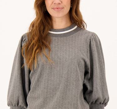 krijtstreep top ronde hals | grey melange