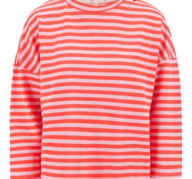 streep sweat shirt boxy 3/4 mouw | light pink/ salmon stripe