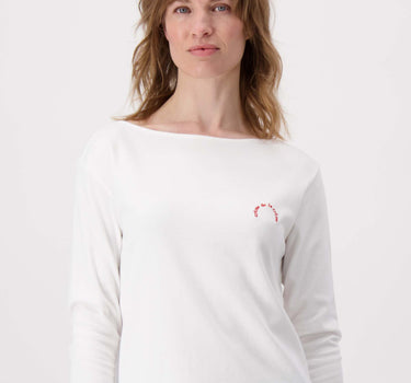 High-neck top with 3/4 sleeves | white