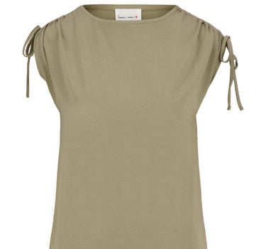 top met schouder detail strik | kaki