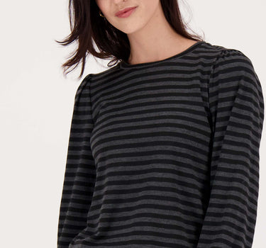 streep top pofmouw | zwart / grijs
