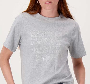 T-Shirt mit „Magnifique“-Aufdruck | Mittelgrau