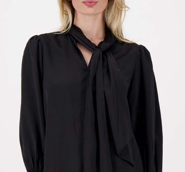 satijn top met strik | black