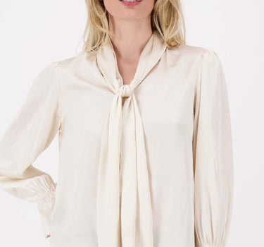 Satin-Oberteil mit Schleife | beige