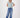 V hals top van crinkle stof | vergrijsd blauw