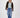 V hals top van crinkle stof | vergrijsd blauw