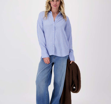 gestreepte blouse | blauw / wit