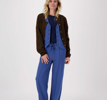 waistcoat with pinstripe print | navy / off-white