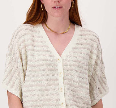gestreept spencer vestje | darker sand