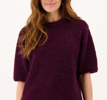 boucle trui korte mouw | burgundy
