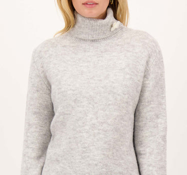 Fijn Gebreide Trui met Broche | light grey melange