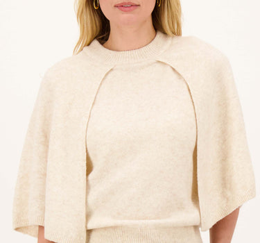 Gebreide Trui met Cape | crispy white