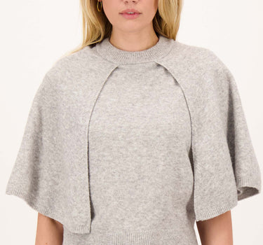 Gebreide Trui met Cape | light grey melange