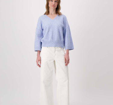 trui korte mouw met V hals | light blue