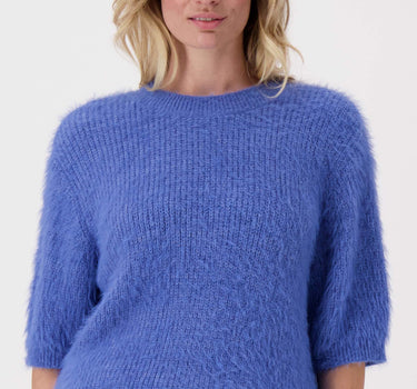 fluffy trui met ronde hals | sporty blue