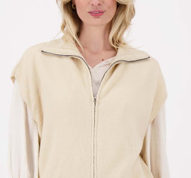 mouwloos vestje met rits | beige