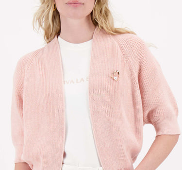 vest met vleermuis mouwen met broche | soft pink