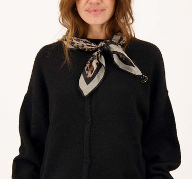 basic vestje met broche lange mouw | black