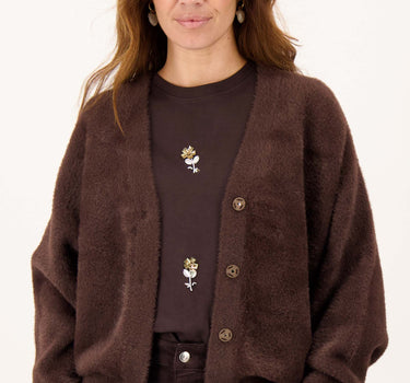 batwing vest van fluffy garens | dark choco