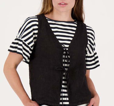 gilet linnen | black
