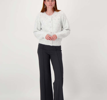 gebreid vest in bomberstyle met strass steentjes | medium grey