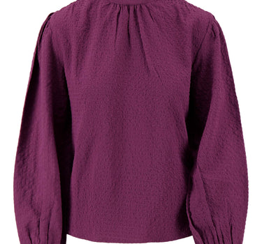 seersucker blouse | soft eggplant
