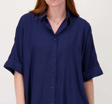 boxy-cut blouse | summer navy